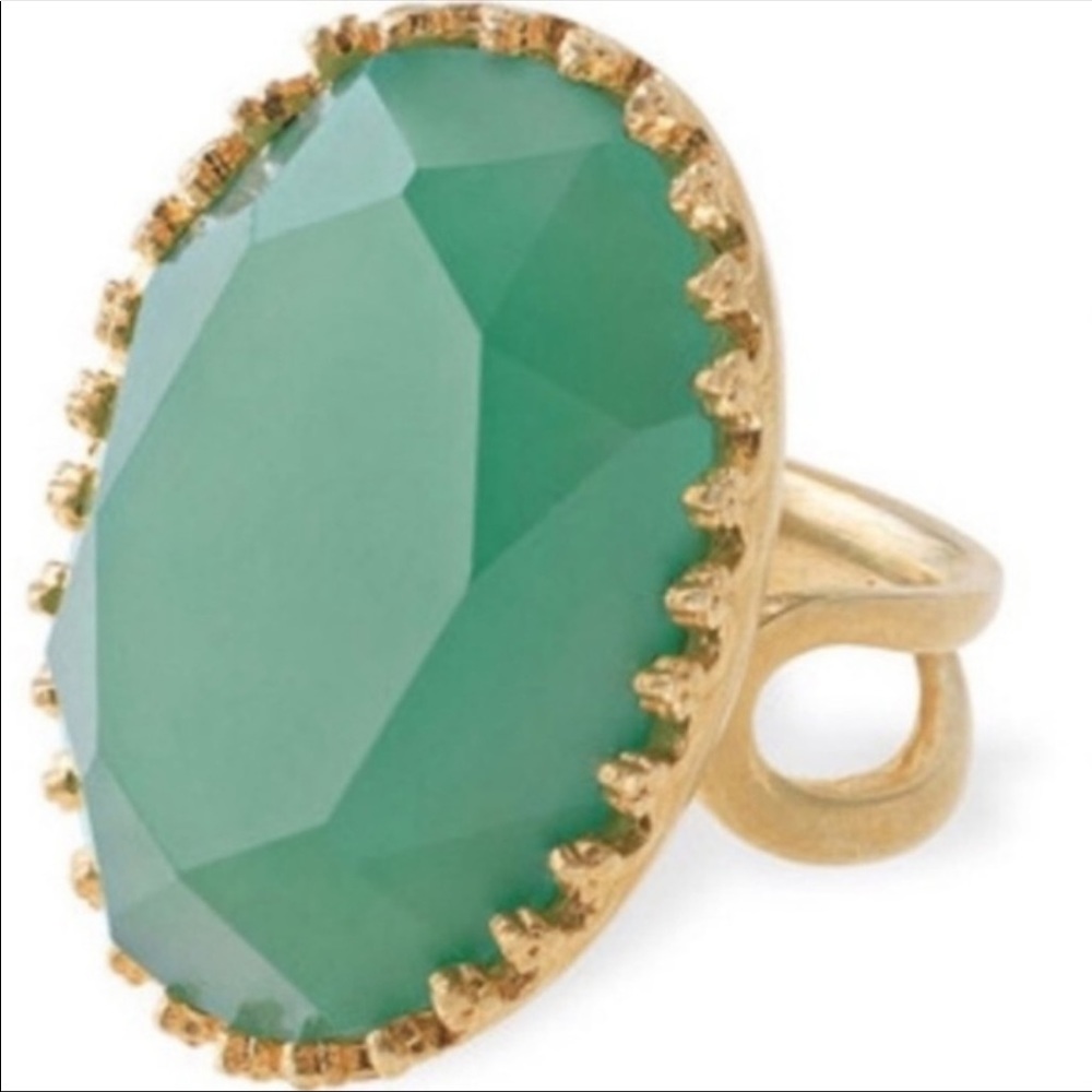Stella & Dot Camilla Cocktail Statement Ring. Adjustable. Jade, green, turquoise